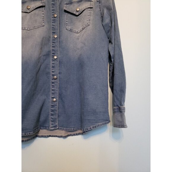 Coldwater Creek Women S Shirt Snap Front Blue Denim Western Embroidery Southwest - Picture 3 of 6